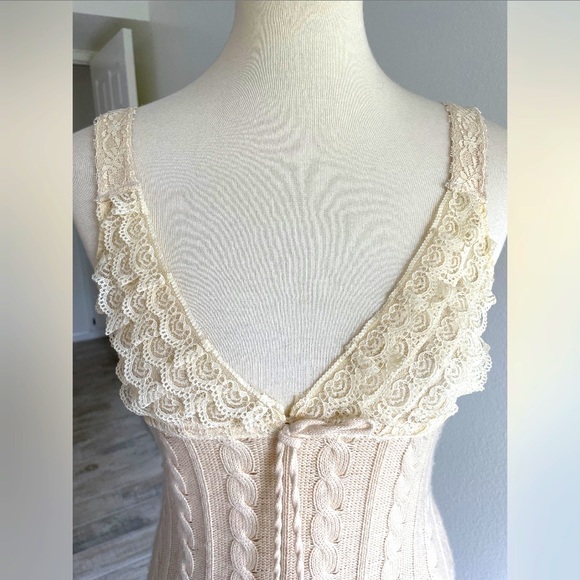 Amuleti beige Kashmir top and skirt with silk lace inserts. Size S. New - Picture 5 of 15